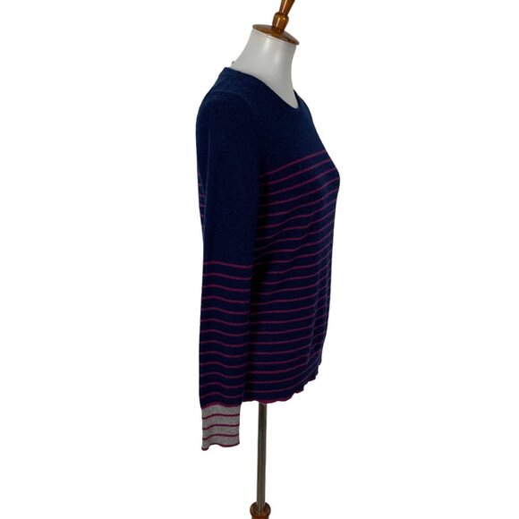 White Warren Sweater Small Navy 100 Cashmere Crewneck Luxe Classic - Picture 2 of 6